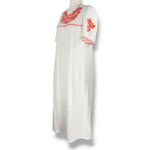 EUC Old Navy Floral Embroidered Flowy Midi Swing Dress Sz. S [4-6] White Lilies
